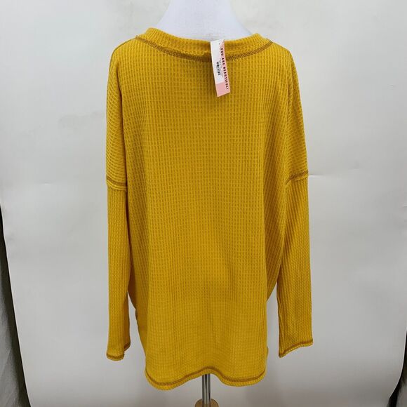 Reb. in J. 220 Kendra Sweater Womens XL Mustard Waffle Knit Drop Shoulder V Neck - Picture 5 of 10